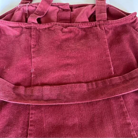 Summer Vintage Burgundy Corduroy Jumper Mini Dress Sleeveless Button Down Medium - Picture 7 of 11